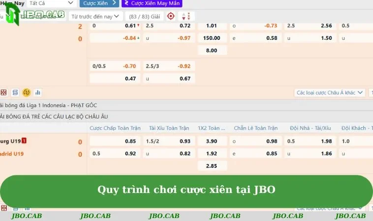 Quy trình chơi cược xiên tại JBO